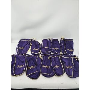 Lot of 10 Crown Royal Purple Drawstring Bags